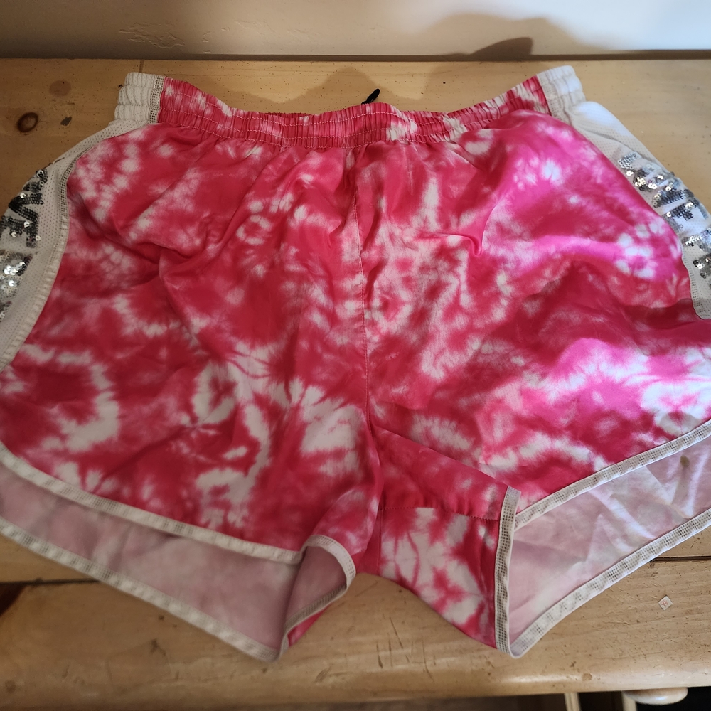 PINK Victoria's Secret Red Tie-Dye Athletic Shorts